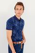 New Navy Blue Mens Printed Polo Collar T-Shirt