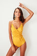 Mustard Ruffle Detail Swimsuit Swimwear