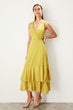 Yellow Waist Low-Cut Dress