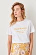 White Printed Basic Knitted T-Shirts