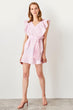 Pink Stripes Ruffle Detail Dress