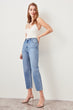 Blue Black High Waist Boyfriend Jeans Straight-leg Casual Denim Ankle-length Pant