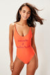 Orange Writing Detailed Swimsuit