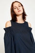 Women Navy Blue Striped Blouse