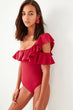 Burgundy Flounces Swimwear