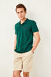 Emerald Green Men 'S Cotton T-Shirt-Polo Collar  Pocket Polo Collar T-Shirt