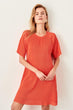 Coral Bat Sleeve Pleated Knitted Dress