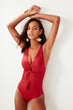 Burgundy Back Lacing, Detailed Swimsuit