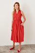 Red Button Detail Dress