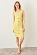 Yellow Button Ribbed Knit Dress