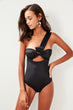 Black One Shoulder Swimwear