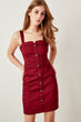 Bordeaux Gabardine Button Detail Dress