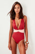 Burgundy Back Detailed Swimsuit