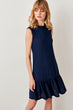 Navy Blue Flounces Knit Dress