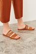 Genuine Leather Tan Women 'S Slippers