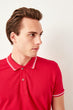 Red Men 'S Cotton T-Shirt-Checkers Sweater Street-Style Polo Collar T-Shirt