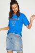 Women Saks Blue T-Shirt