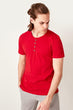 Red Men 'S Front Button Crew Neckline T-shirt