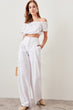 Detailed Wide Leg Pants (White Button)