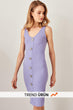 Lilac Button Ribbed Knit Dress