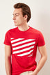 MAN Male Red Slim Fit Printed Bicycle Neck T Shirt