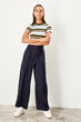 Navy Blue Button Detail Pants