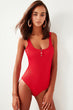 Red Studs Detailed Swimsuit