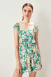 Green Flower Patterned Knitted Dress