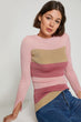 Women Pink Striped Sweater