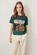 Green Printed Semi-Fitted Knitted T-shirts