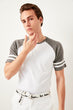 MAN Gray Male Handle Stripe Cycling Neck T Shirt