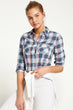 Women Blue Plaid Shirt