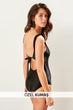 Black Ruffle Detail Back Gusset Swimwear