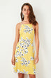 Yellow Flower Patterned Knitted Dress