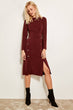 Bordeaux Button Detail Dress