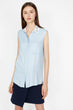 "Women Blue Lapel Detailed Shirt "