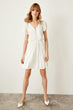 Raw White Short-Sleeve Dress