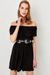 Black Carmen Collar Knitted Dress