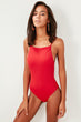 Red Square Collar Swimwear
