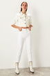 White High Waist Mom Jeans Casual Skinny Denim Pencil Pants