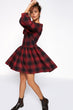 Women Red Plaid Dress