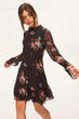 Black Flower Print Dress