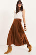 Women Tan Asymmetrical Temporary Shed Skirt