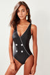 Black Button Accessorized Swimwear