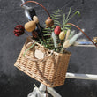 Vintage Wicker Bicycle Basket Bike Handlebar Front Bag Storage Pouch Leather Buckle for Shopping Cycling Accessories