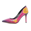 Handmade New Sapato Feminino Genuine Flower Pattern Lady Shoes Hand Painted Original Design Women Thin High Heels