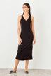 Black V Collar Knitted Dress