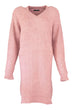 WOMEN-Color Rose V-Neck Sweater Dress