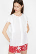 "Women 'S White Ruffle Detail Bluz "