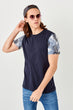 New Navy Blue New Men 'S Printed Short Sleeve Cycling Neck T Shirt